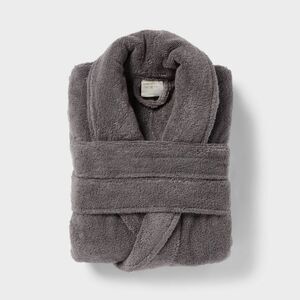 Open Box - Threshold - L/XL Spa Plush Bath Robe Dark Gray - Threshold Gray